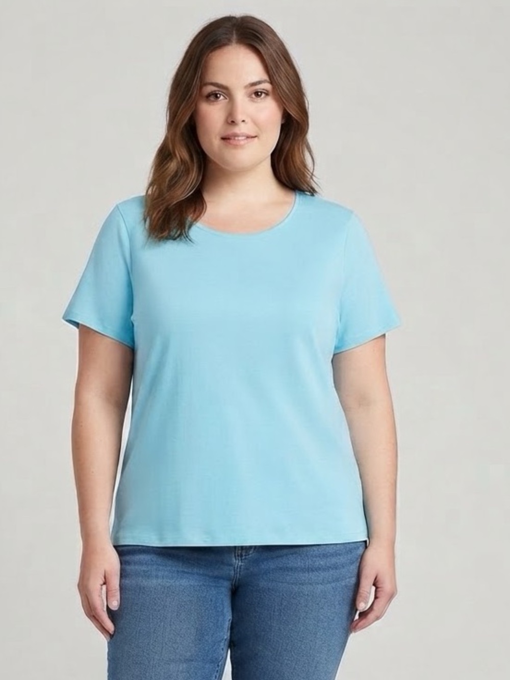 St. John's Bay Crew Neck Short Sleeve T-Shirt(Bust 45.5”Length: 26”)